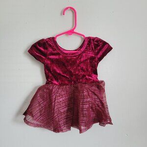 Dot Dot Smile Dress Baby Girl's 6-12mo Burgundy Velour Cap Sleeve Twirl NWT